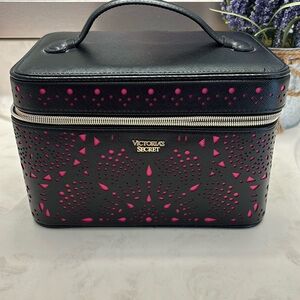 Victoria’s Secret black and hot pink Train make up case